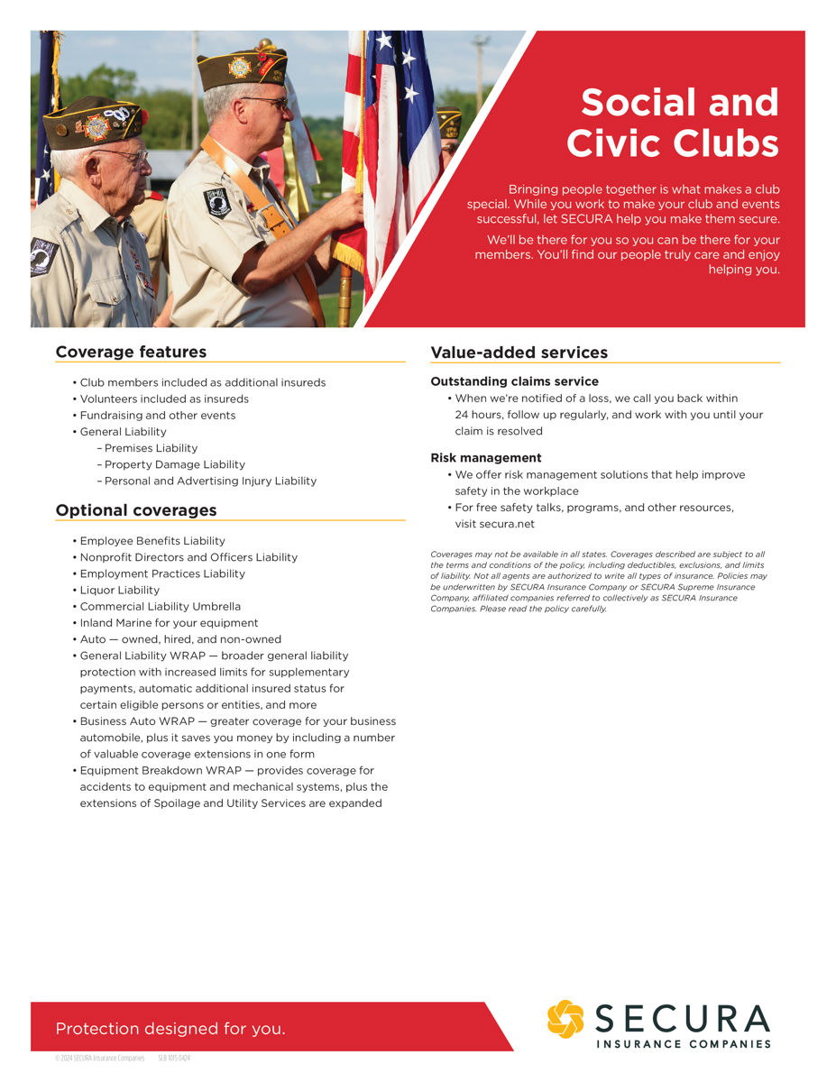 Social and Civic Clubs Sell Sheet